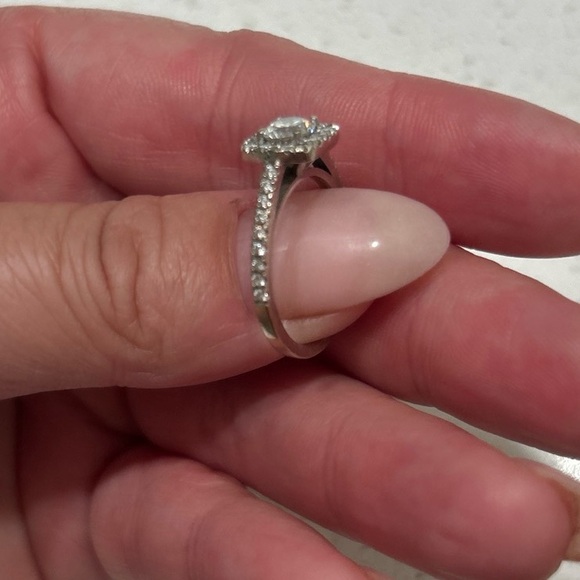 Halo 1.45 Carat SI1/F Cushion Cut Diamond Engagement Ring White Gold Treated - Picture 10 of 11